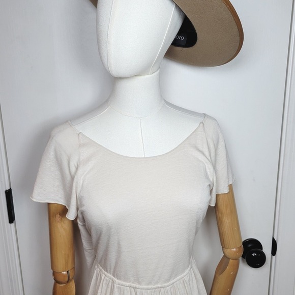 Free People Beach Linen Blend Mini Dress Size Small Flutter Back Detail Resort - Picture 3 of 11